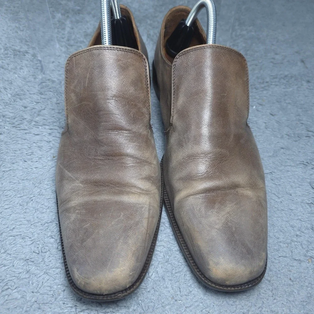Massimo Matteo Leather Shoes Mens Size 10 Brown Italy Oxford Dress Square Toe